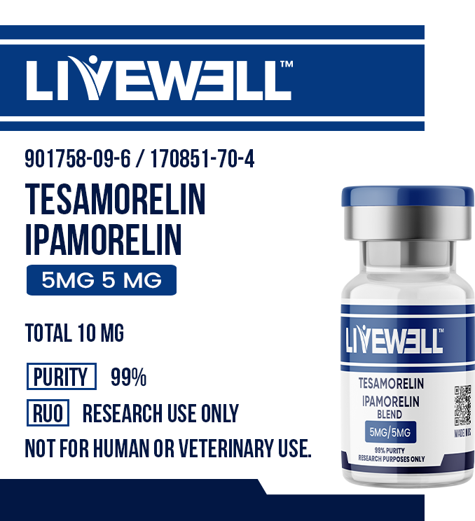 Tesamorelin / Ipamorelin Blend — GHRH (1-44) + GHSR Stack | Research Grade