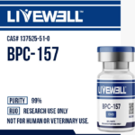BPC-157 10mg research peptide vial, 99% purity, LiveWell Peptides